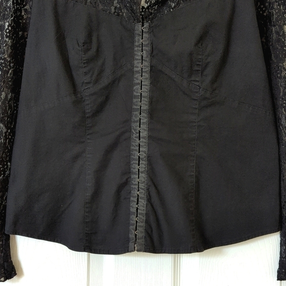 Malcolm & Co. 90's Vintage Whimsigoth Floral Lace Long Sleeve Blouse Black M - Picture 5 of 10